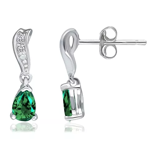 Sternvoll Jewelry Schmuck Stilvolle Ohrringe aus 925 Sterling Silber mit Grün Quarz in Tropfenform | Ohrhänger für Damen/Mädchen