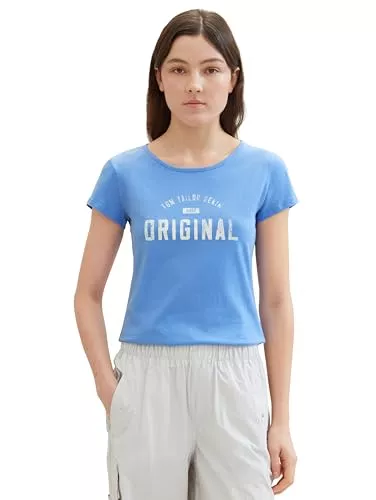 TOM TAILOR Denim T-Shirts Tom Tailor Denim Damen Basic T-Shirt mit Logo-Print