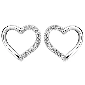 HIYOUNG Schmuck Silberne Herz-Ohrstecker – 925 Sterling Silber Ohrstecker mit funkelnden Zirkonia, Geburtstags- und Weihnachtsgeschenke für Frauen