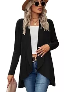 Famulily Strickjacken Famulily Damen Langarm Offene Front Cardigans Casual Gestrickte Einfarbige Wasserfall Cardigans Sweater Mantel