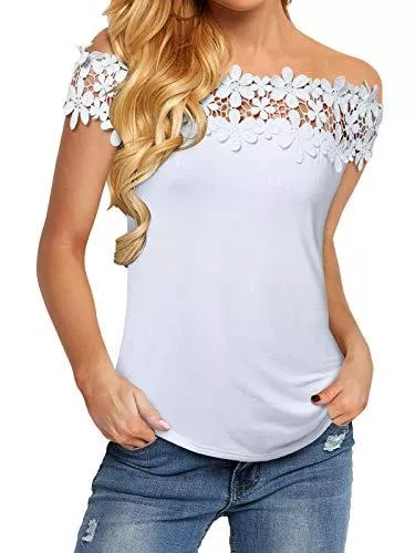 YOINS Kurzarmblusen YOINS Oberteile Sexy Langarmshirt Damen Tshirt Blusn Tunika Schwarz Lace Oberteile Elegant Top