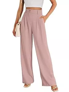 DJT Hosen DJT Damen Freizeit Hose Hohe Taille Weite Drapieren Texture Relaxed Fit Täglich Freizeithose Lange Hose