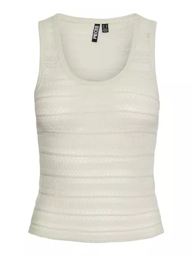 PIECES Tops PIECES Eng anliegendes Tanktop mit offener Textur, Rundhalsausschnitt und breiter Schulter.