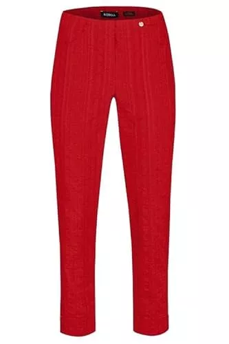Robell Hosen ROBELL Style BELLA09 – 7/8 Damenhose, Sommerhose mit Seersucker Struktur, Gerade geschnittenes Bein mit Gesässtaschen