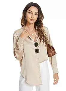 Atnlewhi Hemdblusen Atnlewhi Damen Bluse Langarm Knöpfen Satin Seide Hemden Basic Kent Kragen Arbeit Büro Formelle Casual Blusen Shirt