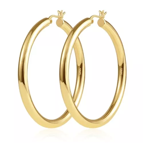 KISSPAT Schmuck KISSPAT Großer Creolen für Damen, Hypoallergen Gold Silber Gedrehte Huggie Creolen Ohrringe aus 925er Sterlingsilber Leichte Creolen