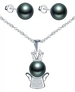 CPSLOVE Schmuck CPSLOVE Kleine Engel Perlen Halskette Anhänger und Ohrringe für Damen mädchen, 925 Silber Schmuck-Sets, Perle Ketten, Perlen Ohrringe, Eingelegter Zirkon