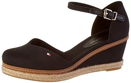 Tommy Hilfiger Sandalen & Slides Tommy Hilfiger Damen Basic Closed Toe Mid Wedge Peeptoe Sandalen