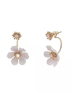 Leslii Schmuck Leslii Damen-Ohrringe Statement-Ohrstecker Blüte weiße Blumen-Ohrringe Geschenk Modeschmuck Gold Weiß