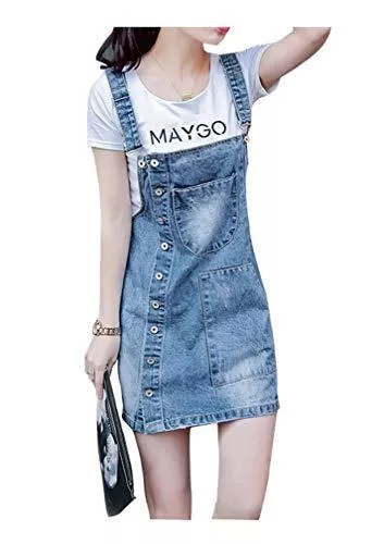 CYSTYLE Röcke CYSTYLE Damen Jeans Latzkleid Jeansskirt Jeansrock Trägern Latzrock Latzkleid Rock Denimrock mit Taschen