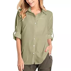 yeyity Hemdblusen yeyity Damen Hemdbluse UV Schutz Langarmshirt Damen Schnell Trocknende Sport Shirts Wandershirt Safari Casual Button Up Tops Strandurlaub Elegant Bluse