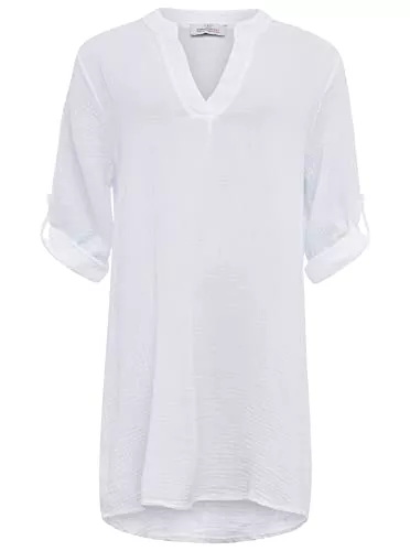 Zwillingsherz Hemdblusen Zwillingsherz Musselin Longbluse aus 100% Baumwolle mit V-Ausschnitt – Hochwertige Tunika für Damen Frauen Mädchen - Sommerbluse Freizeitkleid Strandkleid - Locker luftig perfekt für Frühling Sommer