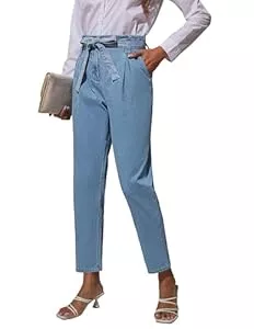 GRACE KARIN Hosen GRACE KARIN Damen 2024 Denim-Bleistifthose mit Schleifenknoten schmale Passform Kurze Hose mit hoher Taille