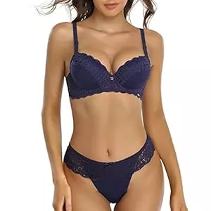 SHEKINI Unterwäsche & Dessous SHEKINI Damen BH Set Spitze BH Und String Dessous Sets Push Up Bügel BH Ungepolstert Abnehmbare Träger Tanga Unterwäsche Sexy Lingerie