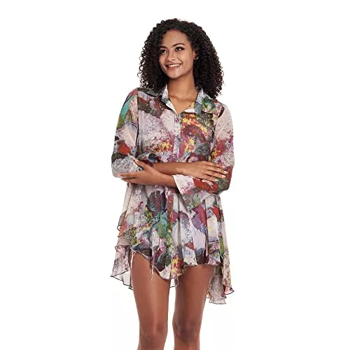 DIKALADY Langarmblusen DIKALADY Frauen Blumendruck Hemd Casual Langarm Button Down Shirt Blusen für Frauen Lose Tops Atmungsaktiv