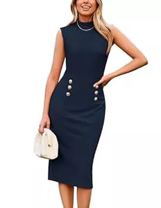 GRACE KARIN Cocktail GRACE KARIN Damen Business Elegant Wickelkleid Rollkragenkleider Ärmelloses Cocktailkleid Jumper Kleid