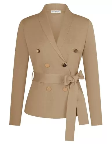 GRACE KARIN Blazer GRACE KARIN Damen-Blazer, langärmelig, lässig, Strickgürtel, Arbeit, Büro, formelle Jacke mit Tasche