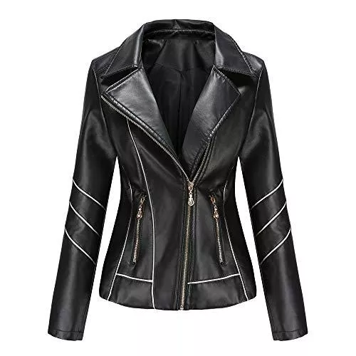 GITVIENAR Jacken GITVIENAR PU Lederjacke Damen, Hochwertiger Reißverschluss Slim Fit Lederjacke Kunstlederjacke Kurzmantel Damen Frauen Bikerjacke Mädchen Moto Jacke für Herbst Frühling