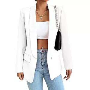 ALSOGO Blazer Damen Blazer Langer Casual Open Front Blazer Arbeit Büro Jacken mit Taschen