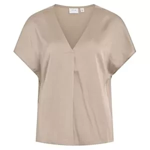 Vila T-Shirts Vila Damen Viellette V-Neck S/S Satin Top-Noos Kurzarmbluse