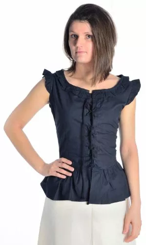 HEMAD Ärmellose Blusen HEMAD Damen Bluse Mittelalter Schnürbluse ärmellos Baumwolle