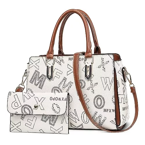 FORRICA Taschen & Rucksäcke FORRICA Handtasche Damen Elegant Henkeltasche Umhängetasche PU Leder Schultertasche mit Kartenhalter 2-teiliges Set für Reisen Bankett Shopper