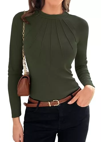 GRACE KARIN Langarmshirts GRACE KARIN Damen Casual Langarm T-Shirt Elegant Rundhals Basic Bluse Fashion Solid Farbe Tops