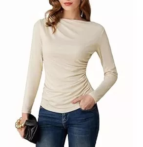 GRACE KARIN Langarmshirts GRACE KARIN Damen Slim Fit Oberteile Mit U-Boot-Ausschnitt Langarm Tunika Tops