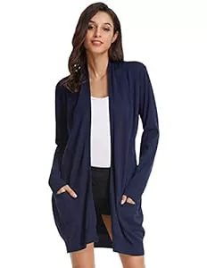 GRACE KARIN Strickjacken GRACE KARIN Damen Langarm Offene Strickjacke Lang Strickmantel Casual High Stretchy Cardigan mit Taschen