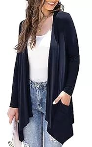 Yommay Strickjacken Yommay Damen Sommer Kurzarm-Lang Strickjacken für Damen Elegante lässige leichte Strickjacke mit Tasche High Low Saum