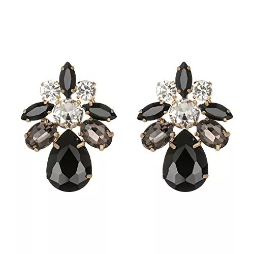 EVER FAITH Schmuck EVER FAITH Ohrstecker Blume Blatt Teardrop für Damen Mädchen Braun Strass Kristall einfach Ohrringe