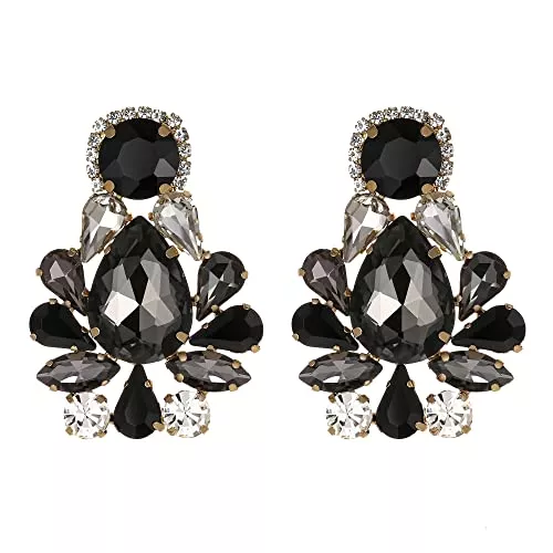 EVER FAITH Schmuck EVER FAITH Kostüm Ohrstecker Blumen Strass Kristall Art Deco Vintage Statement Ohrringe für Damen Mädchen Grün