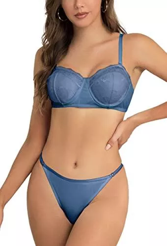 SHEKINI Unterwäsche & Dessous SHEKINI Damen Spitze Floral Bügel Dessous BH und Panty Set 2 Stück Sexy Bodysuit