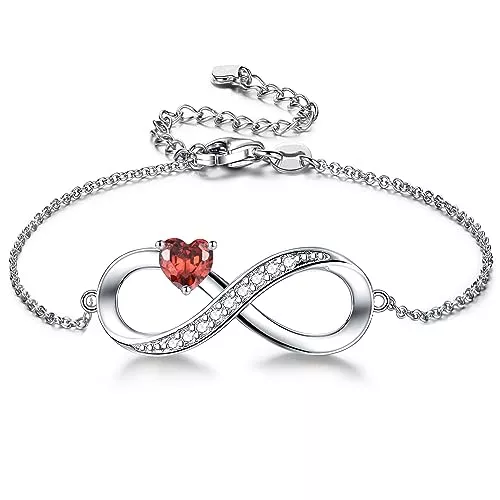 CERSLIMO Schmuck CERSLIMO Armband Unendlichkeitszeichen, Infinity Armband Damen Silber 925 Gold Rosegold mit Rot Blau Grün Herz Zirkonia Geschenke Muttertag Geburtstag Valentinstag für Freundin Frauen Mädchen Mama