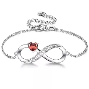 CERSLIMO Schmuck CERSLIMO Armband Unendlichkeitszeichen, Infinity Armband Damen Silber 925 Gold Rosegold mit Rot Blau Grün Herz Zirkonia Geschenke Muttertag Geburtstag Valentinstag für Freundin Frauen Mädchen Mama