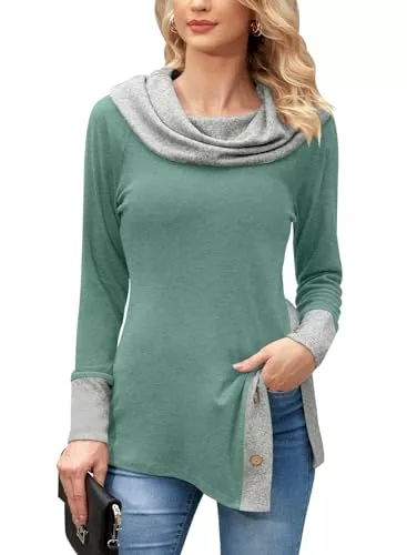 BesserBay Pullover & Strickmode BesserBay Damen Pullover Langarm Kragen Seitenschlitz Patchwork-Farben S-XXL