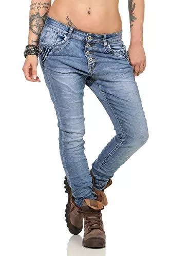 OSAB-Fashion Jeans OSAB-Fashion Damen Jeans Hose Regularfit Boyfriend Baggy Haremscut