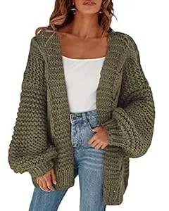 Cicy Bell Strickjacken Cicy Bell Damen Strickjacken Cardigan Lose Laternenärmel Elegante Übergroße Pullover