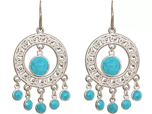 GemShine Schmuck Gemshine Chandelier Ohrringe mit Türkis Edelsteinen. Ohrhänger in Silber, vergoldet oder rose vergoldet. Nachhaltiger Schmuck Made in München, Deutschland