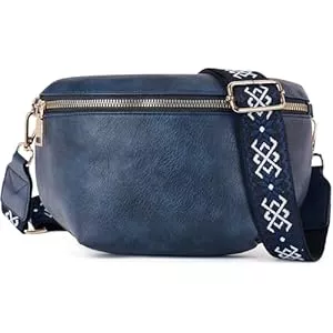 Roulens Taschen & Rucksäcke Roulens Kleine Damen Umhängetaschen,Elegant Bauchtasche Damen,Umhängetasche aus Veganes PU Leder,Crossbody Bag Damen,RFID Blockierung Kartenschlitz Brusttasche mit Verstellbar Abnehmbar Breiter Gurt