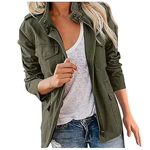 FUPODD Jacken FUPODD Damen-Jacken Moto Bikerjacke Winter Jacke Damen Winter Frühling Leicht Jacken Stehkragen Langarm Boyfriend Mantel Damen mit Reißverschluss Übergangsjacke Damen Outdoor Jacken Für Damen