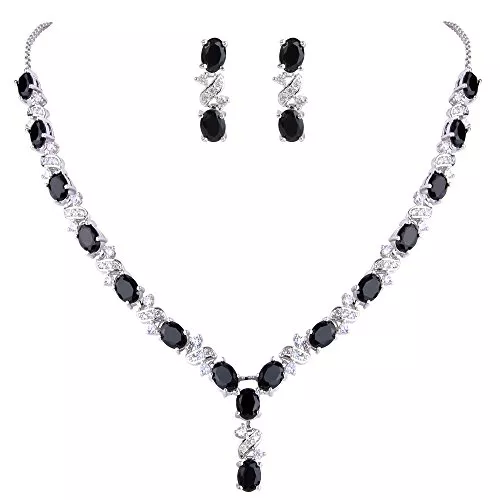 Clearine Schmuck Clearine Damen Elegant Delicate Cubic Zirconia Unendlichkeit Y-Form Halskette Dangle Ohrringe Set