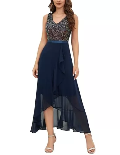 Berylove Abendkleider Berylove Abendkleid Lang Elegant für Hochzeit Glitzer Kleid Festlich Damen Cocktailkleid Ballkleider