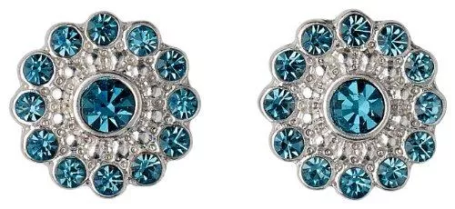 PILGRIM Schmuck Pilgrim Jewelry Damen-Ohrstecker Messing Kristall Ear post versilbert 1.0 cm blau 281346913