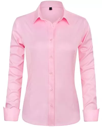 J.VER Hemdblusen J.VER Bluse Damen Casual Business Bluse Damen Button Down Shirts Klassische Langarm Kragen Tops Bügelleichtes Modern Oberteil