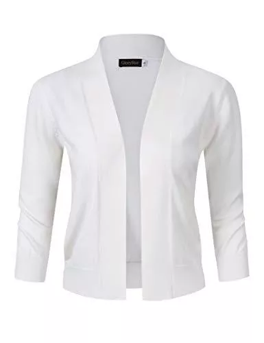 KOJOOIN Strickjacken KOJOOIN Damen Bolero Kurze Strickjacke Festlich Cardigan Bolerojacke 3/4 Ärmel Schulterjacke Baumwolle Casual Top（Verpackung MEHRWEG）