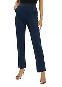 EXCHIC Hosen EXCHIC Damen Business Büro Gerades Bein Arbeits Hosen Freizeit Elastische Taille Hosen mit Taschen