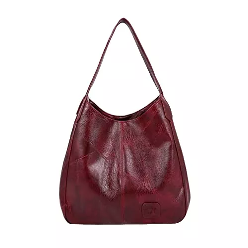 FANDARE Taschen & Rucksäcke FANDARE Mode Damen-Henkeltaschen Wasserdicht Umhängetaschen Schultertaschen Handtasche PU-Leder Eimer Tasche für Reisen Einkaufen Arbeiten Weinrot