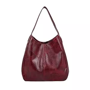 FANDARE Taschen & Rucksäcke FANDARE Mode Damen-Henkeltaschen Wasserdicht Umhängetaschen Schultertaschen Handtasche PU-Leder Eimer Tasche für Reisen Einkaufen Arbeiten Weinrot