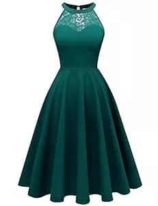 Bbonlinedress Cocktail Bbonlinedress Abendkleider elegant für Hochzeit gast festliches Kleid Damen Neckholder Konfirmationskleider Jugendweihe Brautjungfernkleider Cocktailkleid Partykleid